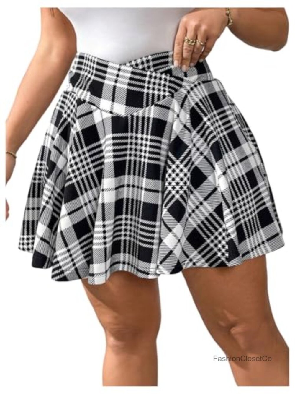 Plus Size Plaid Skorts Crossover High Waisted A-Line Ruffle Skirt Shorts